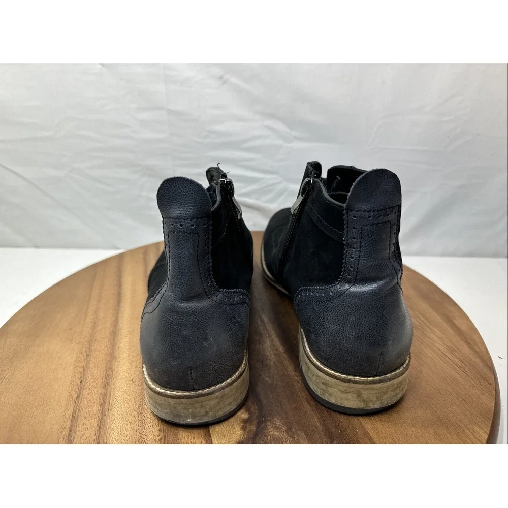 Bugatchi Uomo Chukka Boots 10.5 Black  Gray Leather Suede Zip Lace Oxford  Shoes